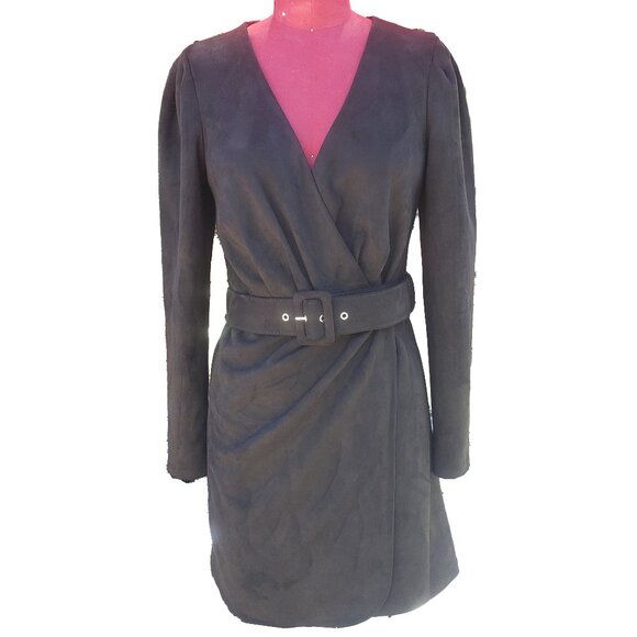 black long sleeve suede dress Black Suede Dress